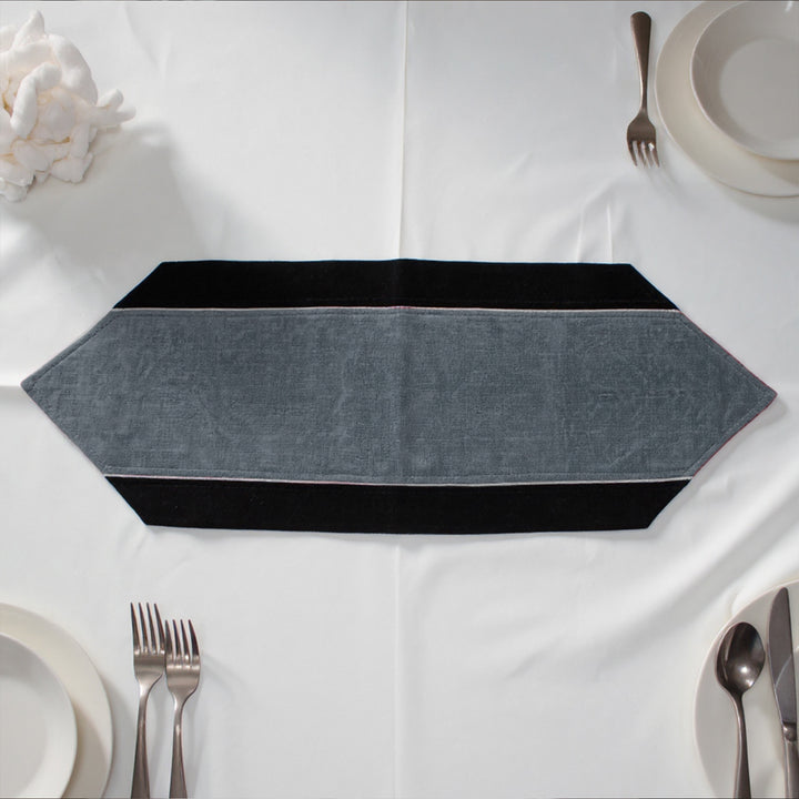 Cotton Black & Denim Table Runner (Pack of 1)