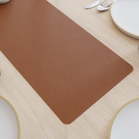 2 Sided Leather Brown & Tan Table Runner (Pack of 1)