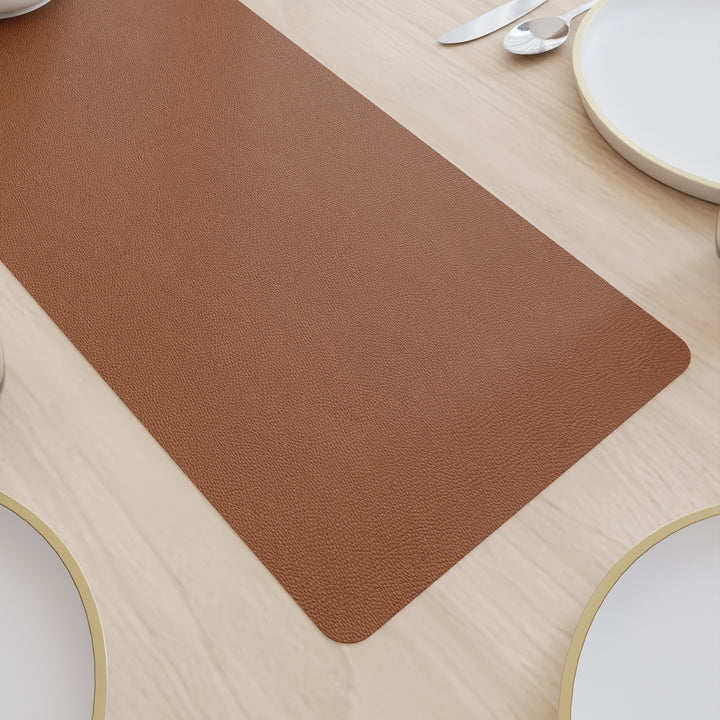 2 Sided Leather Brown & Tan Table Runner (Pack of 1)