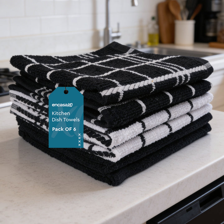 Cotton Terry Black Dish Towel (Pack of 6)