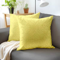Embossed Velvet Pale Lime Cushion Cover (Pack of 2)