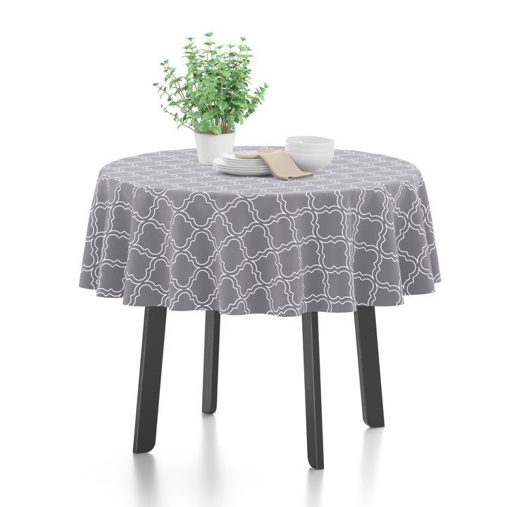 Polyester Grey Trellis Table Cloth (Pack of 1)