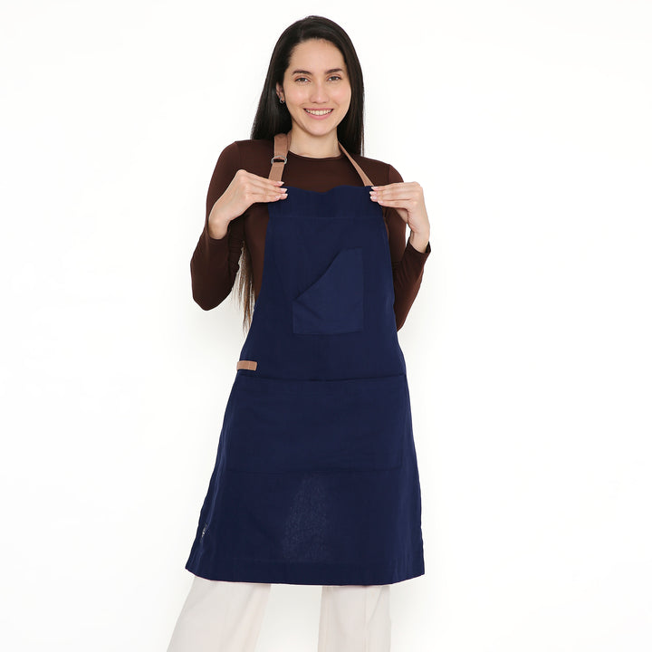 Cotton Scotch Blue Apron (Pack of 1)