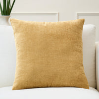 Chenille Solid Mustard Cushion Cover (Pack of 1)