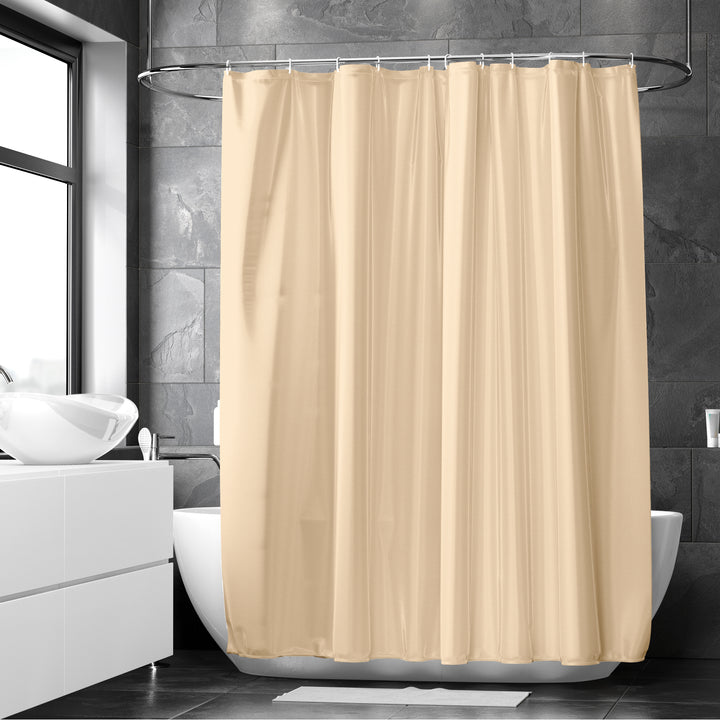 Polyester Beige Shower Curtain (Pack of 1)