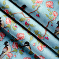 Blackout Polyester Sky Blue Birds Fabric (Pack of 1)
