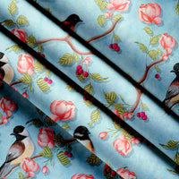 Blackout Polyester Sky Blue Birds Fabric 1 Meter