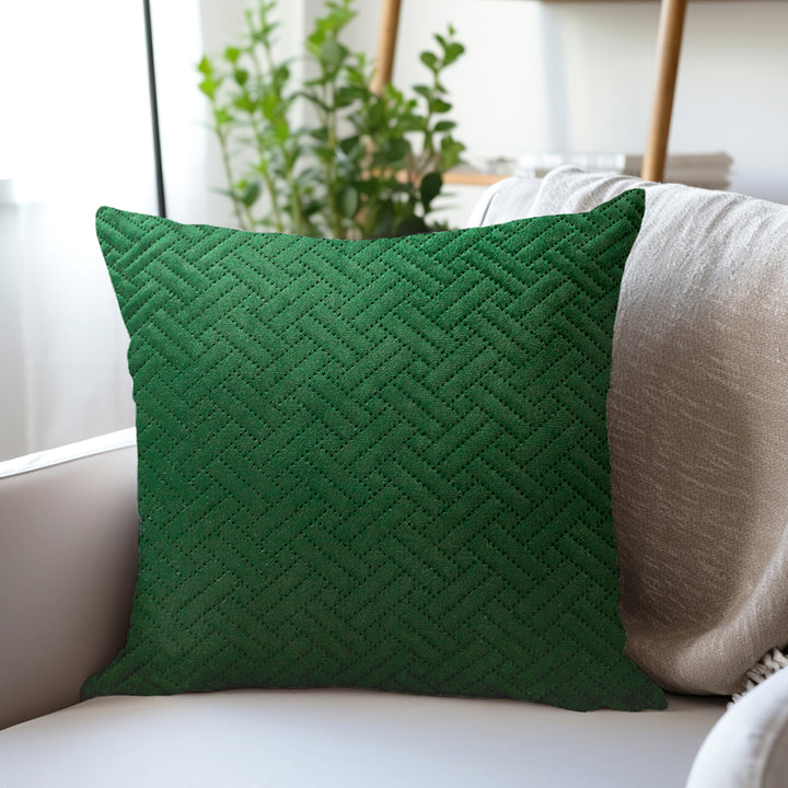 Quilted Velvet Forest Green Cushion Cover (Pack of 1)