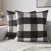 Cotton Buffalo Black Checks Cushion Cover (Pack of 2)