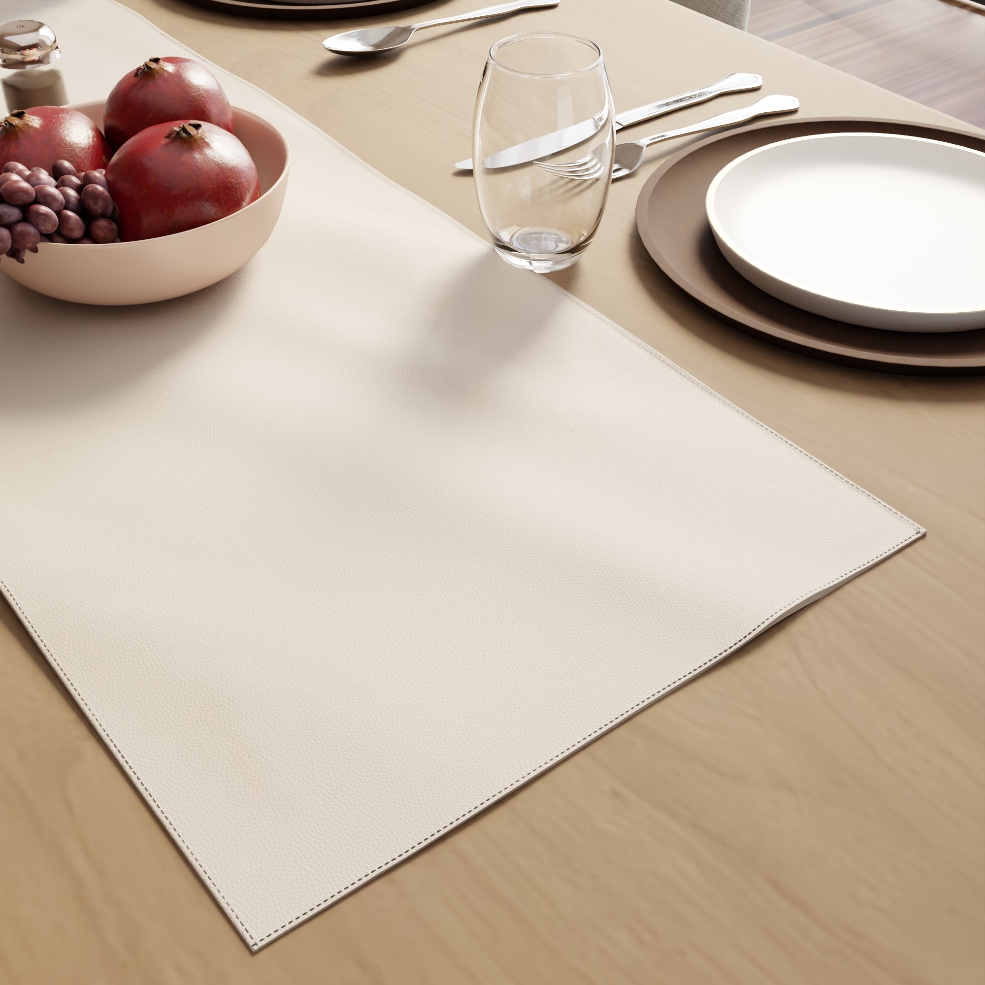 PVC Leather Cream Table Runner (Pack of 1)