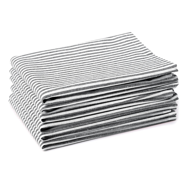 Cotton Ticking Black Table Napkins (Pack of 6)