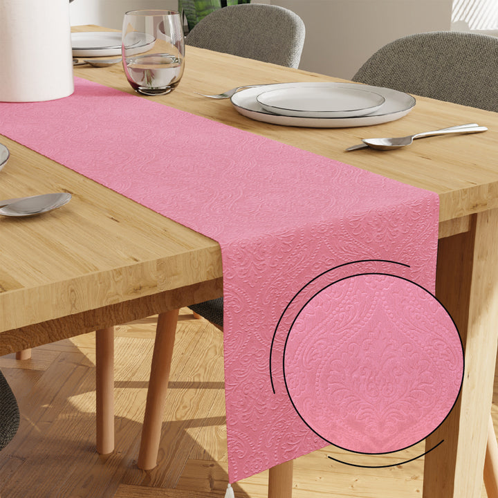 Embossed Velvet Pink Table Runner