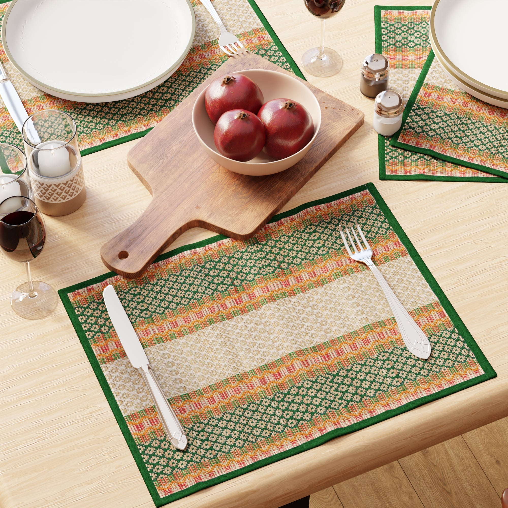 Madur Kathi Green Placemat (Pack of 4)