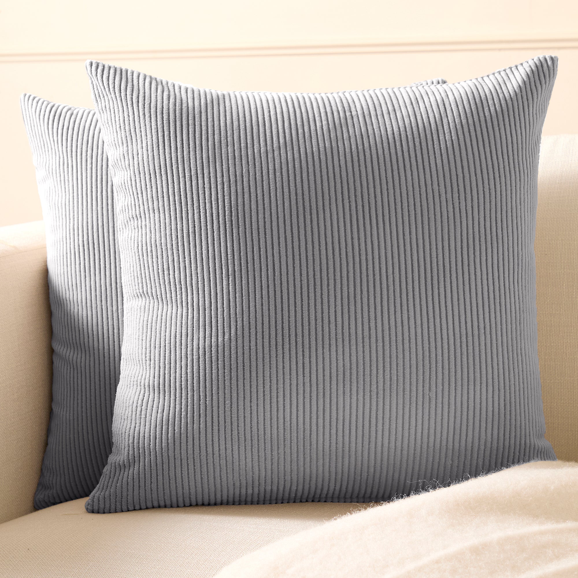Corduroy Grey Cushion Cover (Pack of 2)