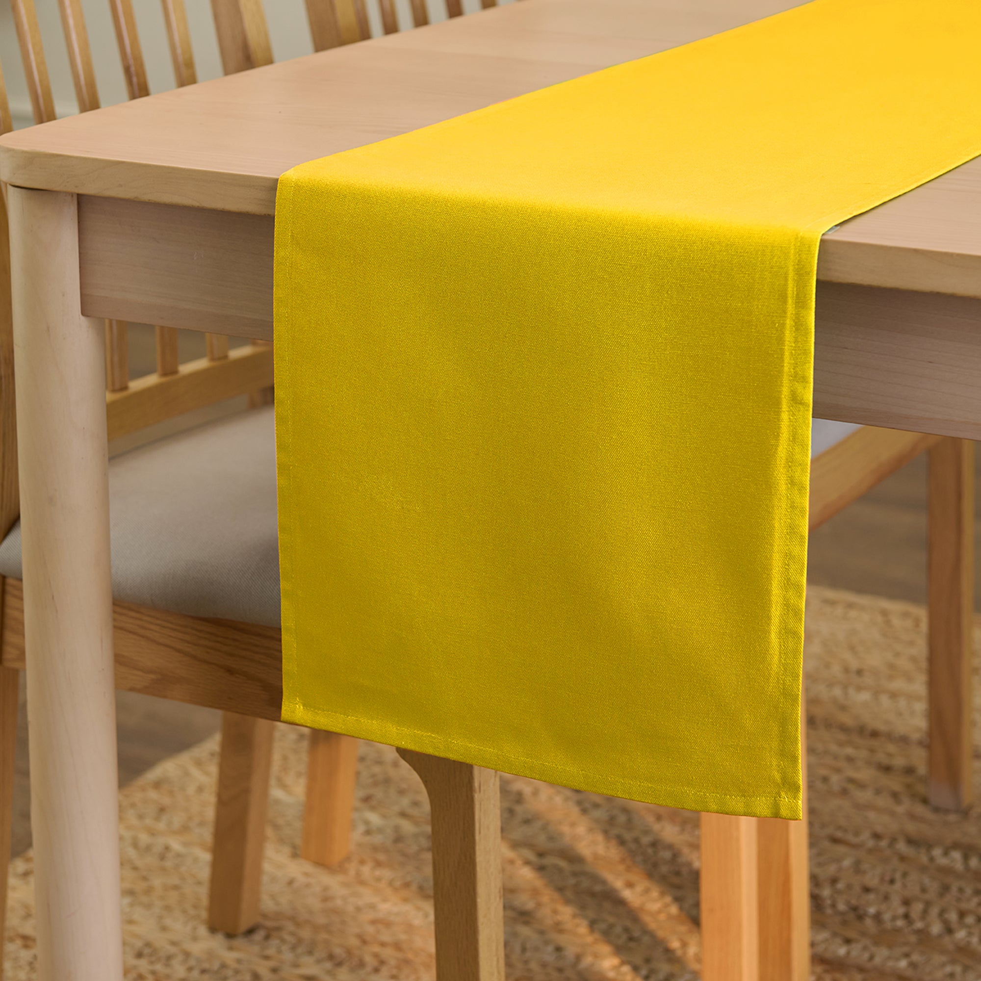Cotton Sunbeam Yellow Table Runner (Pack of 1)