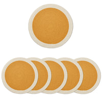 Cotton Yellow & Off White Placemat (Pack of 6)