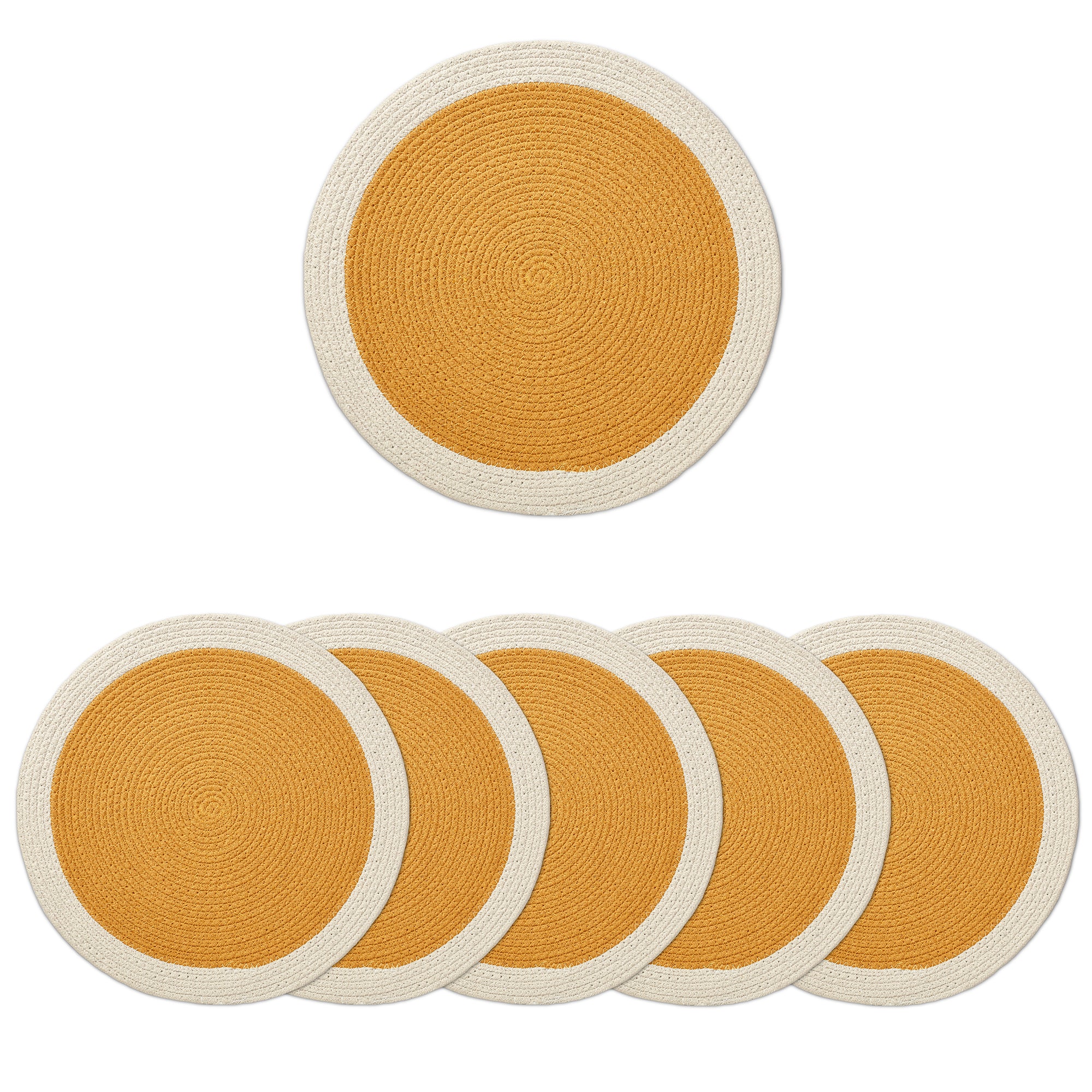 Cotton Yellow & Off White Placemat (Pack of 6)