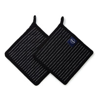 Cotton Butcher Stripes Black Pot Holders (Pack of 2)