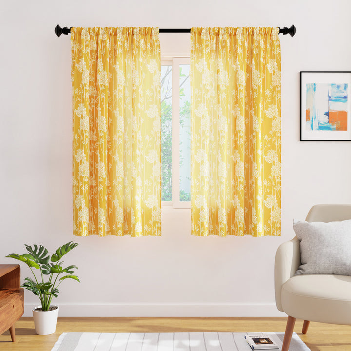 Polyester Blotch Mango Curtain (Pack of 2)