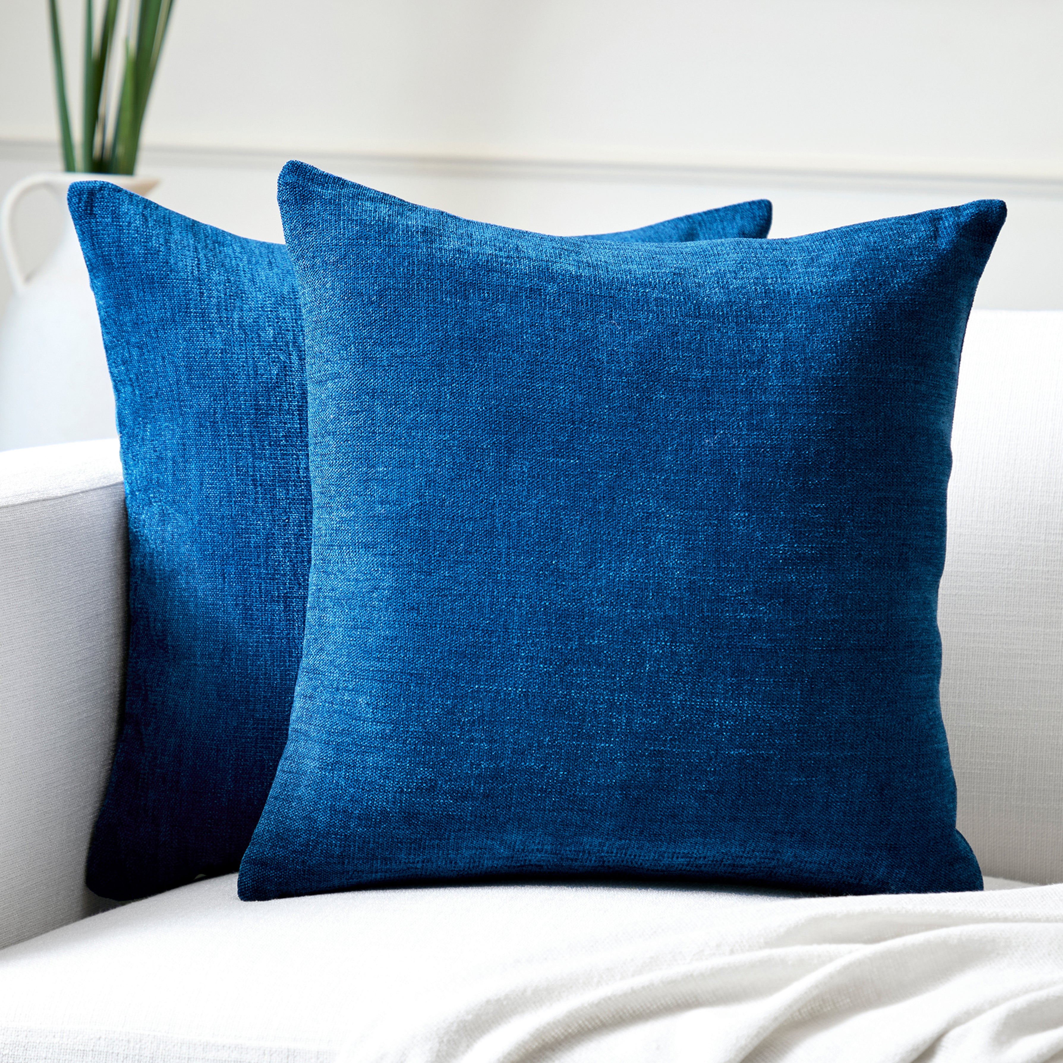 Chenille Royal Blue Cushion Cover (Pack of 2)