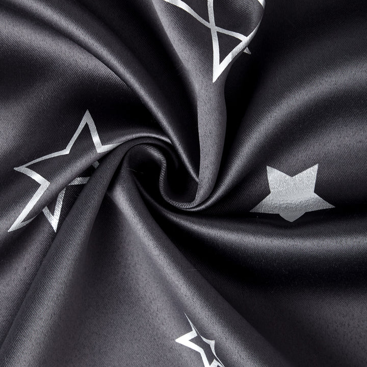 Blackout Polyester Fabric by Meter, 100x122 cm | Blocks Light, Heat & Noise, For Curtains, Cushion Covers, Door & Window Drapes - Foil Star Print