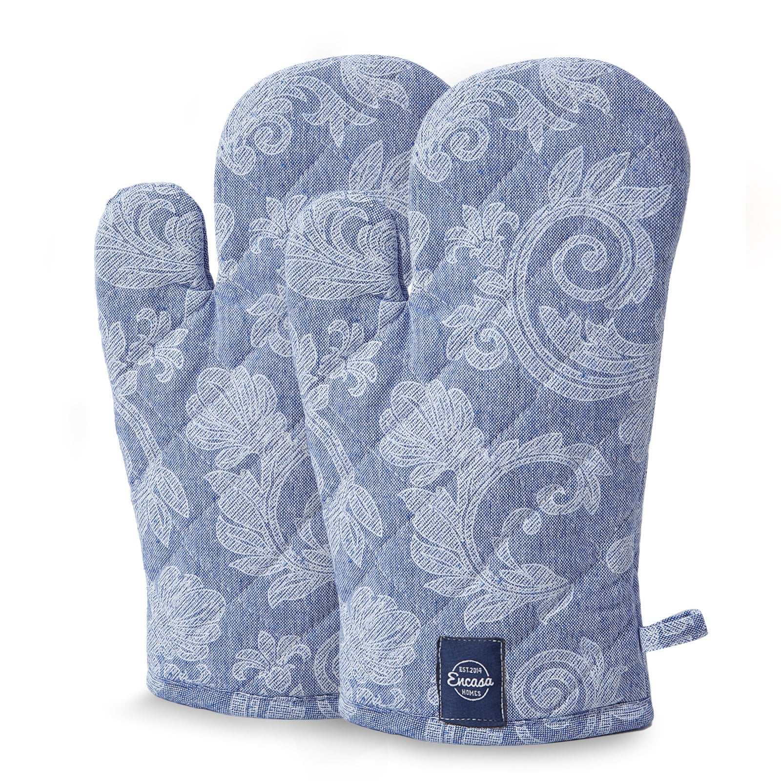 Cotton Blue Oven Gloves (Pack of 2)