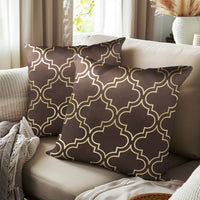 Blackout Polyester Trellis Coffee Cushion Cover (Pack of 2)