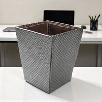 PU-Leather Grey Leather Dustbin