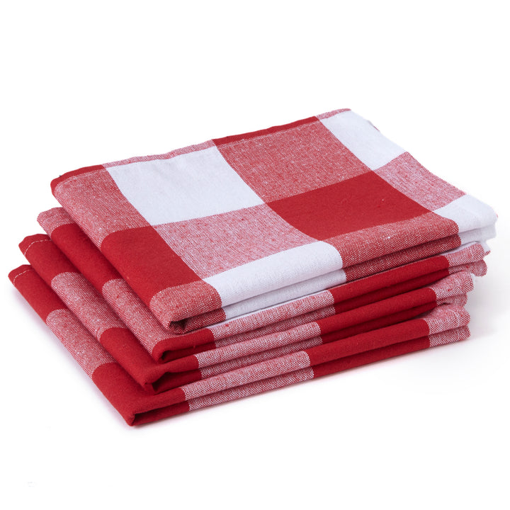 Cotton Buffalo Red Checks Kitchen Towel (Pack of 4)