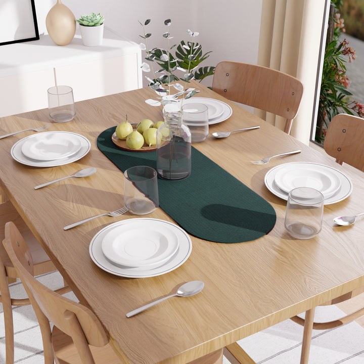 Cotton Dark Green Table Runner (Pack of 1)