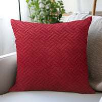 Quilted Velvet Red Cushion Cover (Pack of 1)