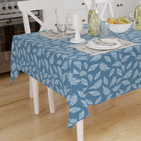 Cotton Big Leaves Blue Table Cloth (Pack of 1)