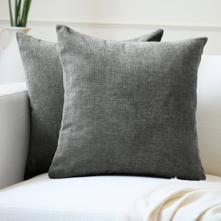 Chenille Grey Cushion Cover (Pack of 2)