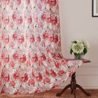 Polyester Peonies Curtain (Pack of 2)