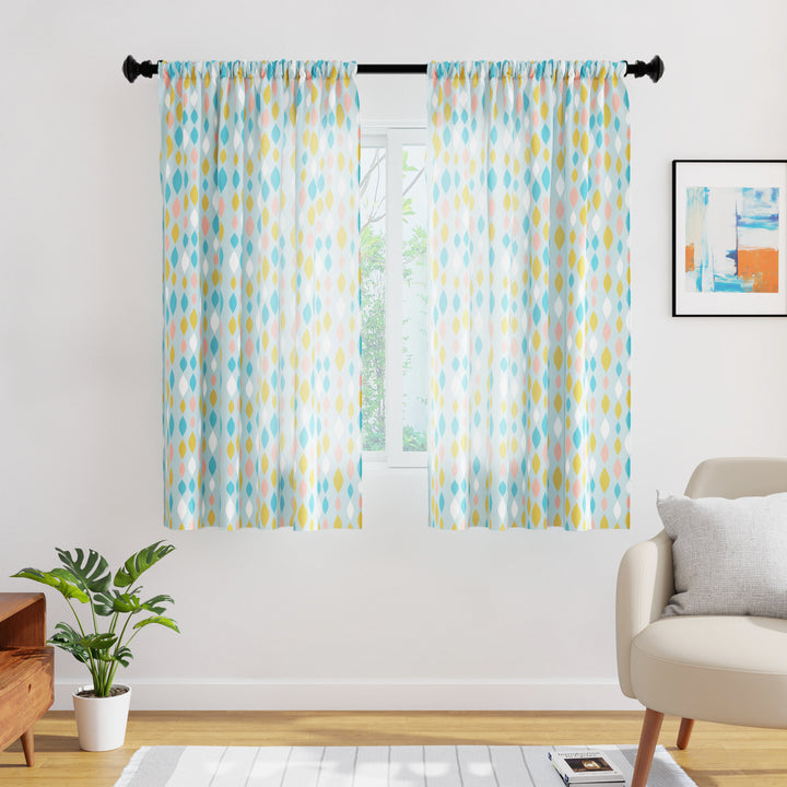 Polyester Teardrops Turq Curtain (Pack of 2)