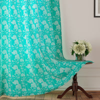 Polyester Blotch Teal Curtain (Pack of 2)