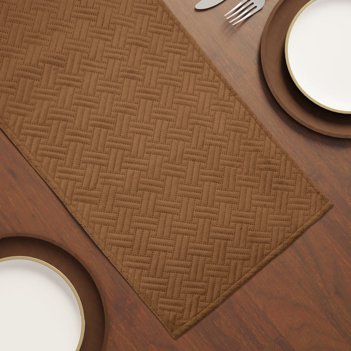Quilted Velvet Brown Table Runner