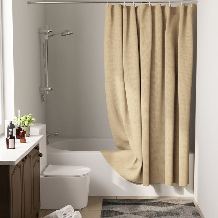 Polyester ZZ Beige Shower Curtain (Pack of 1)
