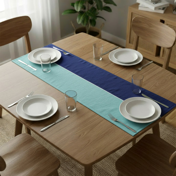 Cotton Turq & Royal Blue Table Runner (Pack of 1)