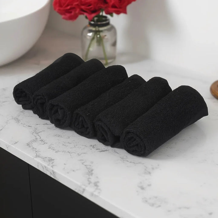 Cotton Black Bath Towel (Pack of 6)