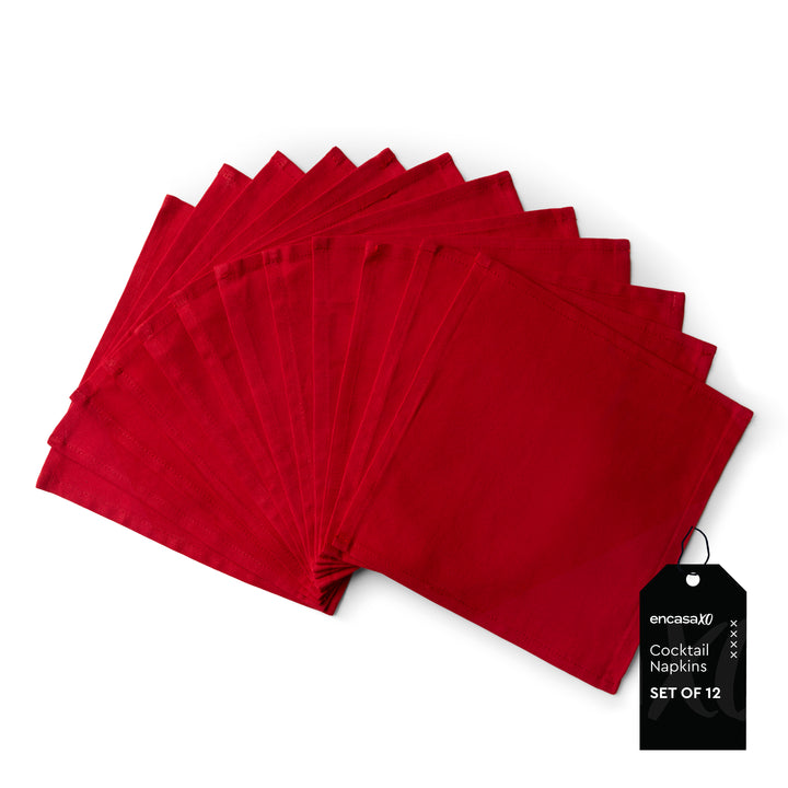 Cotton Deep Red Table Napkins (Pack of 12)