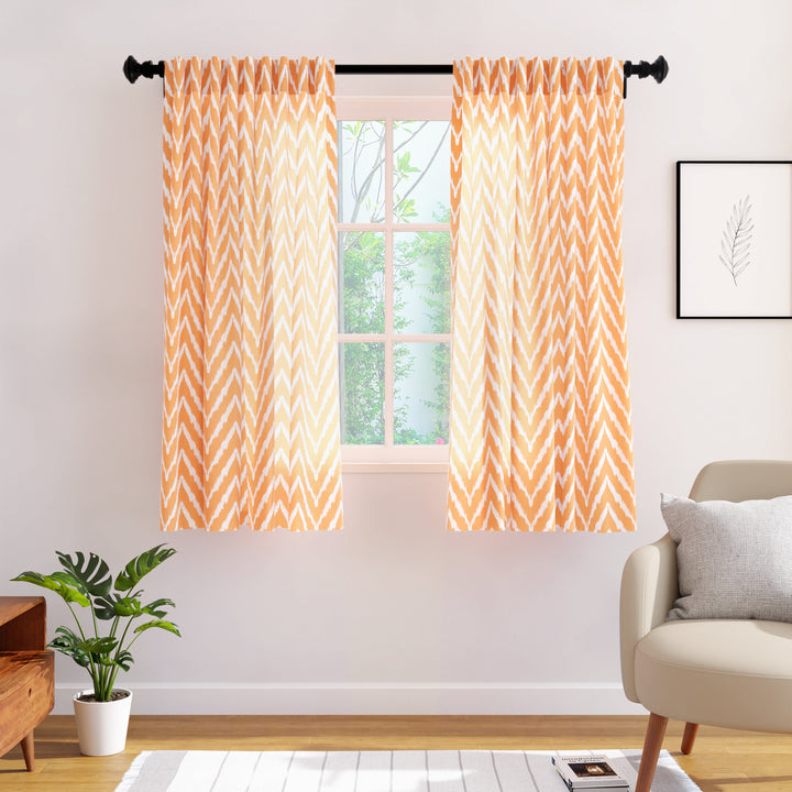 Micro Fire Orange Curtain (Pack of 2)