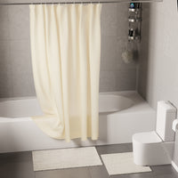 Polyester Natural Shower Curtain + Bathmat (Pack of 3)