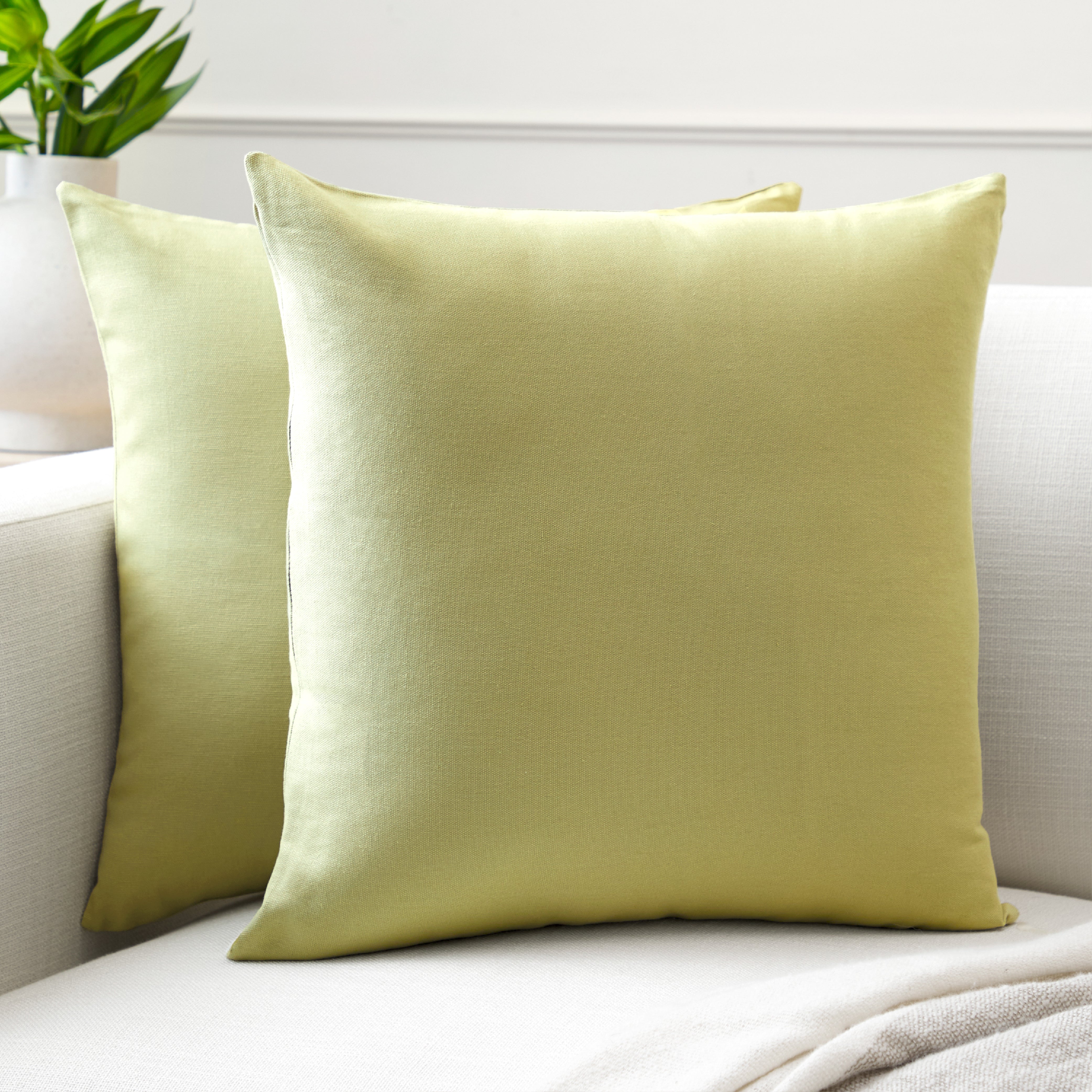 Cotton Canvas Sage Green Cushion Cover