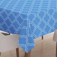 Polyester Blue Trellis Table Cloth (Pack of 1)