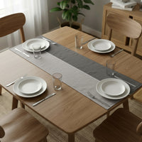 Cotton Light Grey & Grey Table Runner (Pack of 1)