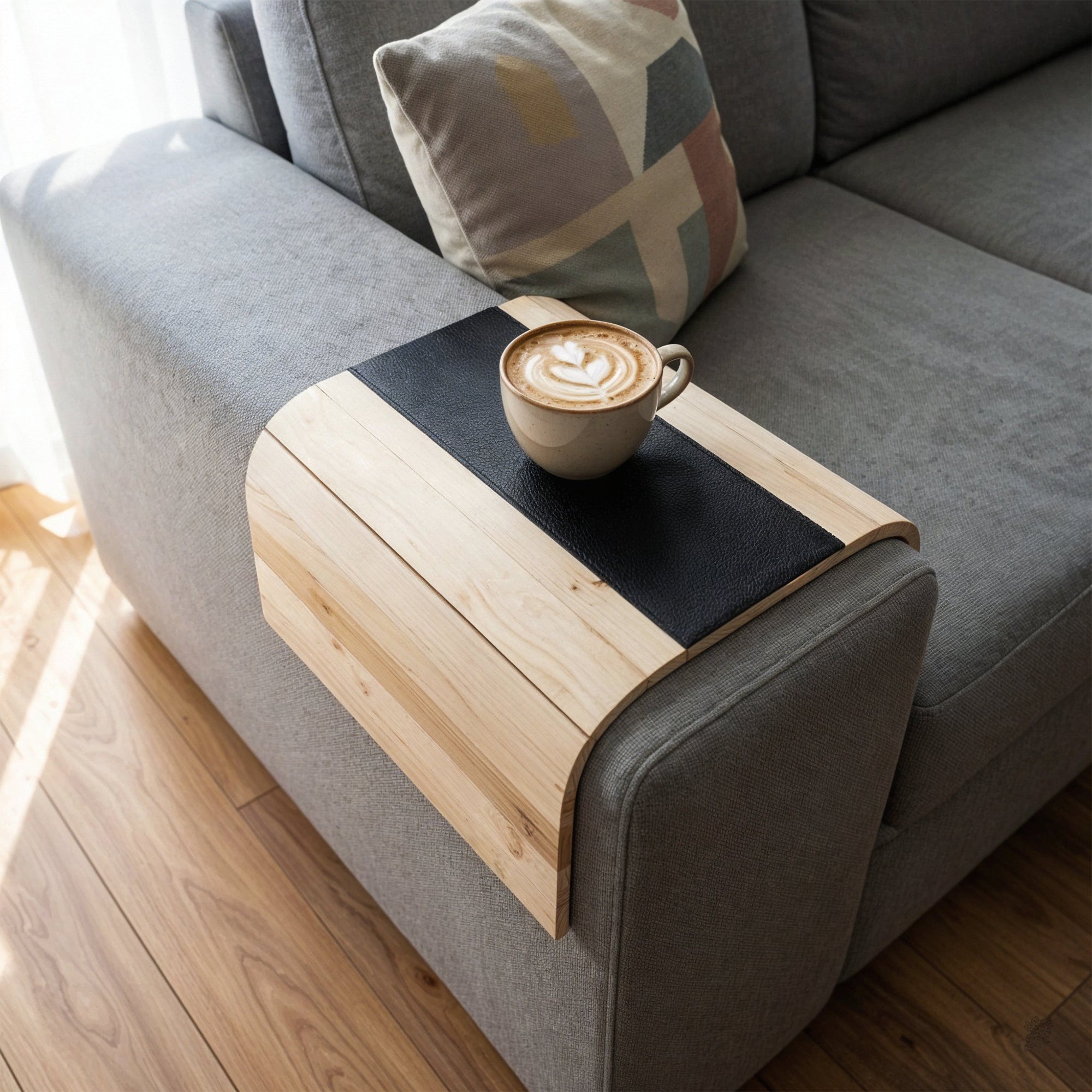 Pinewood Cream with Brown Antiskid Top Wooden Tray (Pack of 1)