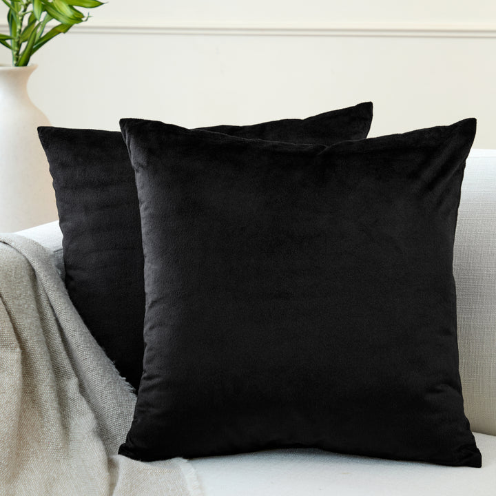 Velvet Black Cushion Cover (Pack of 2)