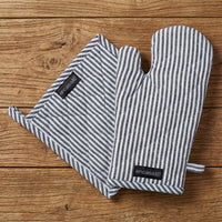 Cotton Ticking Navy Blue Oven Glove & Pot Holder
