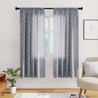 Polyester Trellis Grey Curtain (Pack of 2)